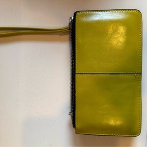 Lime Green Leather Wristlet Wallet
